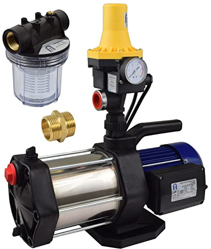 Agora-Tec® Hauswasserautomat Hauswasserwerk-5-1300-3DW-1L mit Druckschalter und Vorfilter