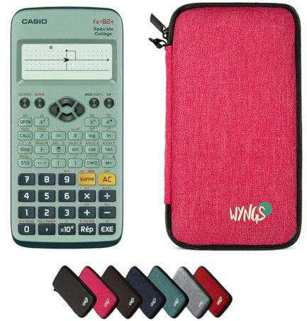 Casio fx-92+ Spéciale Collège inkl. WYNGS Schutztasche Pink - Wissenschaftlicher Taschenrechner - Basic Set