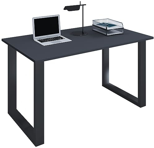 VCM Holz Schreibtisch | H. 76 x B. 140 x T. 50 cm | Computertisch schlicht | Füße aus hochwertigem Metall | Arbeitstisch | Büromöbel - Lona U