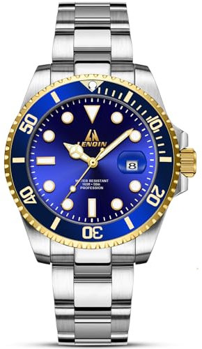 LN LENQIN Herren Uhr Edelstahl Uhren Herren wasserdichte Analog Quarzuhr Armbanduhrherren mit Datum Leuchtend Mode Freizeit Uhren für Männer