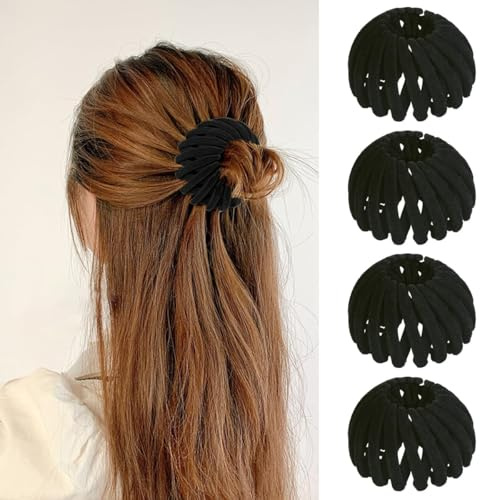 Bird Nest Magic Hair Clips - 2025 New Hair Accessories for Women Thick or Thin Hair, Expandable Hair Bun Makers Plastic Hair Barrettes Hair Scrunchies Lazy Birds Nest Plate Hairpin