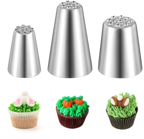 Set di 3 beccucci in argento, 304 beccucci in acciaio inox, riutilizzabili, senza cuciture, grandi, per sac à poche professionali, per decorare cupcake