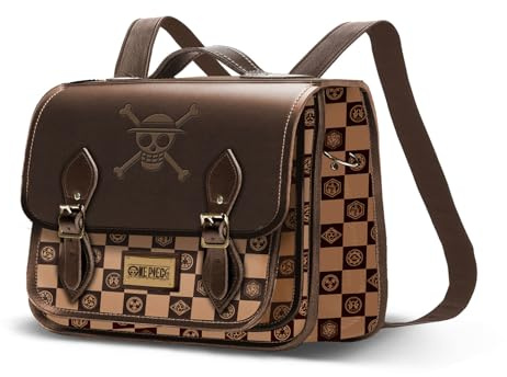 One Piece Chess-Borsa a Tracolla-Zaino Satchel, Cammello, 27 x 20 cm