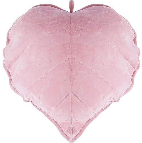 Foppla Prydnadskudde med löv, 3D-löv, söt kudde, dekorativ mjuk plyschformad kudde, ryggkudde för soffa, soffa, vardagsrum, heminredning (rosa)