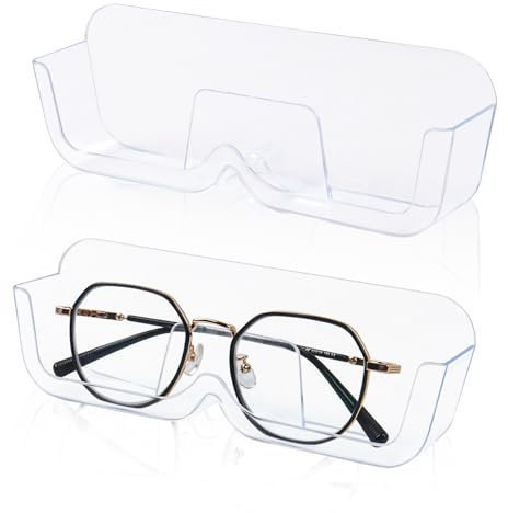 Qaziuy 2Pcs Wall Mounted Adhesive Glasses Holder Stand Hanging Sunglasses Organizer Wall Mounted Sunglasses Holder Eye Glass Holders for Wall Home Decor Glasses Rack