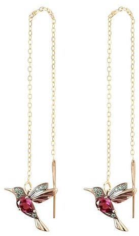 Pendientes colgantes con colibrí de strass, larga cadena con borla, cristales brillantes y circonitas deslumbrantes, diseño exquisito con motivo 3D