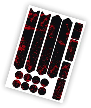 DualColorStampe Kit de 16 Autocollants pour vélo - Rouge et Noir, Autocollants Protection et décoration Cadre VTT, VTT, Course, Fat Bike et E-Bike B0216