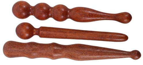 HOODANCOS Lot de 3 Bâtons de Massage en Bois de Santal Rouleaux de Façonnage pour Soulagement Musculaire Stimulation Corporelle et Relaxation Outil Compact pour Massage Dos et
