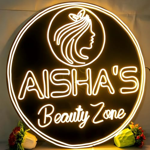 Segorts Personalised Logo Neon Light Sign Large Personalised UV Printed Business Logo Picture Led Neon Signs Acrylic Light Up Logo Neon for Salon Beauty Nail Studios Shop Office Wall Decor