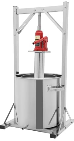 Dekltus Presse-fruits hydraulique 3T avec tambour de 12 l, finition soudée polie, grande capacité de charge, presse-agrumes autonome pour fruits, légumes et jus de vin faits maison