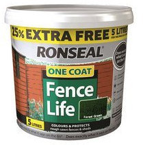 Ronseal RSLFLFG4LAV 4 Litre One Coat Fencelife Paint - Forest Green by Ronseal