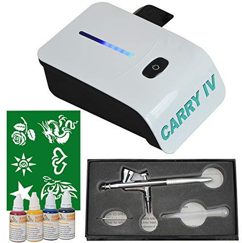 Kit compresseur Airbrush pour kit de tatouage tatouages Set complet aérographe Airbrush aérographe avec mini Airbrush compresseur aérographe, pistolet aérographe, couleurs et aérographe pochoirs