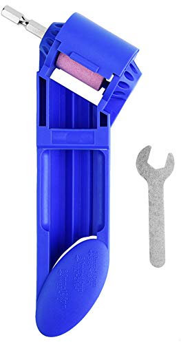 Nikou Bohrerschärfer, Tragbares Korund-Schleifrad Bohrer Schärfwerkzeug Elektrischer Bohrerschleifer, Elektrisches Hilfsmittel mit 1 Schraubenschlüsseln(Blau)