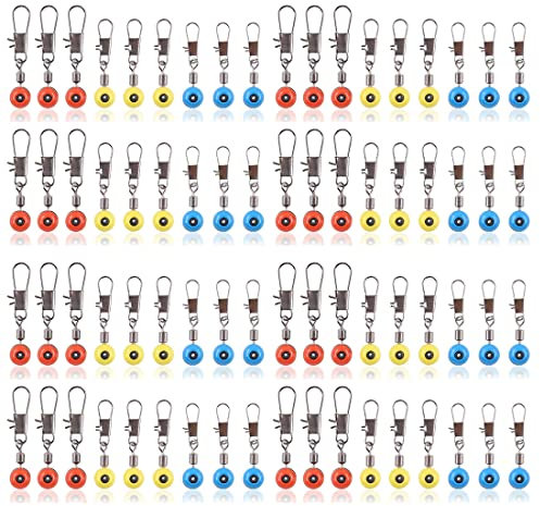 PLABBDPL 60 Stück Angeln Barrel Wirbel, enthält 3 Größen Angeln Wirbel mit Karabiner