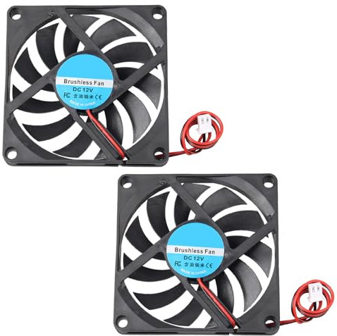 Jopto 2 Ventola di raffreddamento silenziosa per stampante 3D senza spazzole 80 x 80 x 10 mm 8010 DC 12 V con terminale a 2 pin compatibile con stampante 3D Makerbot PC CPU computer case per fai da