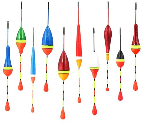 Zimoer Fishing Floats Bobbers,10pcs Slip Bobbers For Fishing,Fishing Floats,0.6g /0.8g /1.2g /2.5g /3g /4.5g,Fishing Bobbers Floats,Oval Bobber For Trout, Bass, Panfish, Catfish,Crappie