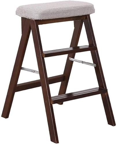 Tabouret d'escalier 3 marches en Bois, escabeau Pliant, chaises d'escalier, Cuisine multifonctionnelle, Chaise d'escalier de Bureau instantanée/Gris