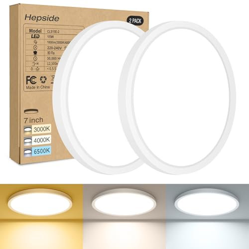 hepside Plafoniera Led Soffitto - 3000K/4000K/6500K Plafoniere Moderna, 18W 1800LM Super Luminoso Lampada per Bagno Camera da letto Salotti Cucina Cantina Ø18 cm
