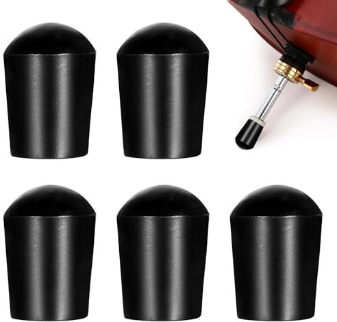 Teaaha 5 Stück Cello Endpin Gummi-Stachelschutz, schwarze, rutschfeste Gummispitze mit Anti-Rutsch-Matte