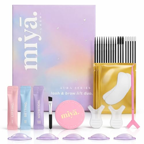 MIYA LASH | Lash Lift & Brow Lamination Kit with Glue Balm | AURA Series | 2-in-1 Eyelash Perm & Brow Lift | Individually Packed Sachets with Tools | Results Last Up to 6 Weeks