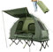 COSTWAY Feldbett mit Zelt für 2 Personen, Campingbett mit Luftmatratze, Schlafsack, 2 Kissen und Vorzelt, Campingliege mit Tragetasche auf Rädern, 194 x 145 x 187 cm