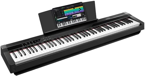 STRICH Digital Piano 88 Key Full Size Weighted Keyboard, Hammer-Action Portable Electric Piano For Beginner Adults, Bundle With Sustain Pedal, Piano Stickers, Music Rest, Black, SDP-P7