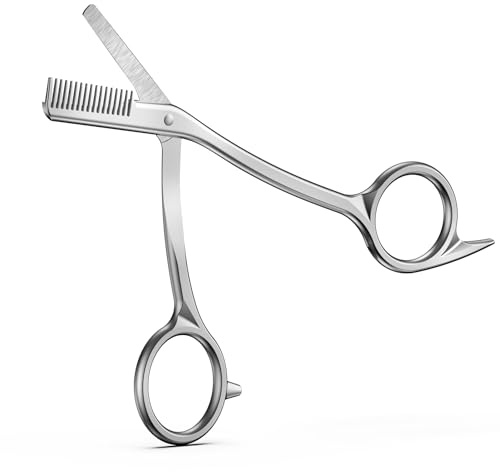 FERYES Eyebrow Trimmer Scissors with Combs, Stainless Steel Scissor & Comb in One, Precision Eyebrow Trimming Scissors for Women and Men