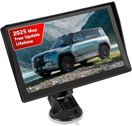 7 inch Sat Nav for Car, Truck, with UK & Europe Maps, Lifetime Free Updates, Support Postcode Search, Voice Guidance, Speed Camera Alert, Lane Guidance Assist, and POI