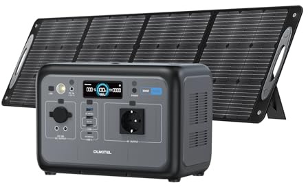 OUKITEL Generador Solar portátil P800 con 100W Panel Solar, Estación de Energía Portatil 800W (1600W Pico), 512 Wh Batería LiFePO4, Carga Rápida en 60 Min, 2 Tomas de CA, Para Camping Emergencias