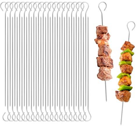 36 pinchos de metal de acero inoxidable para brochetas, 22 cm, pinchos de metal para brochetas de barbacoa, reutilizables, para parrilla, horno, freidora de aire, carne, pollo, accesorios de cocina