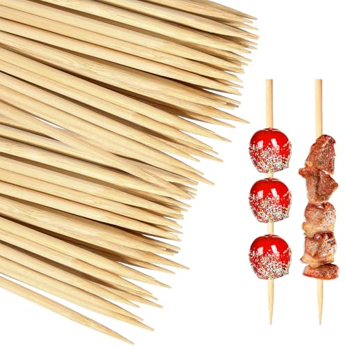 Brochette en Bois 300 Pièces Baton Barbe a Papa Pique Brochette Bois pic a brochette en bois pour Fruits, Légumes 15cm Ø 4mm