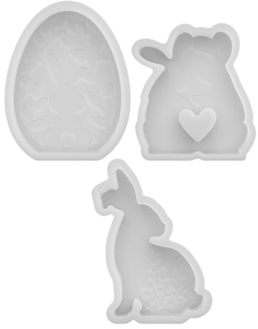 LOLIPPYY Stampi per Candele Pasquali in Silicone 3 Pezzi a Forma di Coniglio e Uova 3D Set per Decorazioni Fai da Te Primaverili Adatti per Cera Resina e Aromaterapia