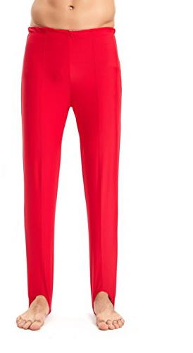 Mens and Boys Gymnastics Pants Leotard Youth Ballet Tights Stirrup Pants for Dance Yoga Practice Athletic Red