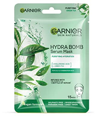 Garnier Skin Naturals, Green Tea Serum Mask, 32 g