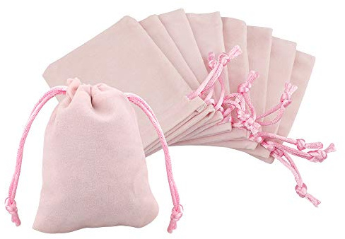 G2PLUS Pink Velvet Jewellery Pouches, 7x9CM Velvet Drawstring Bags for Jewellery, 20PCS Small Soft Gift Bags with Drawstrings for Wedding, Party, Valentine's Day, Anniversary