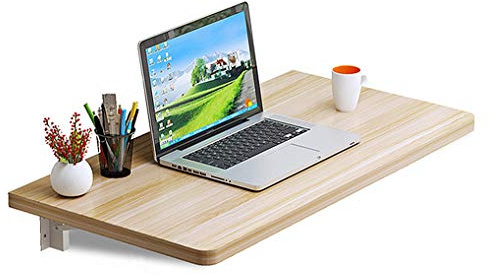 HORV Wall Mounted Floating Folding Table, Drop Leaf Dining Table Small Particleboard Desk for Office Home Kitchen 40cm-120cm Available Black/White/Walnut/Brown …