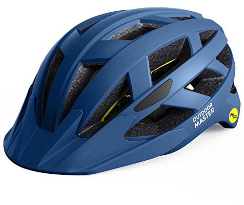 OutdoorMaster Gem Recreational MIPS Cycling Helmet - Two Removable Liners & Ventilation in Multi-Environment - Bike Helmet in Mountain, Motorway for Youth & Adult (Ocean Blue, Medium)