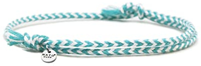 Nato Cuff - Geflochtenes Baumwollarmband - Handgefertigt in Frankreich - Edelstahlmedaille 316L - Herren Damen Verstellbares Juwel (Blu-Weiss)