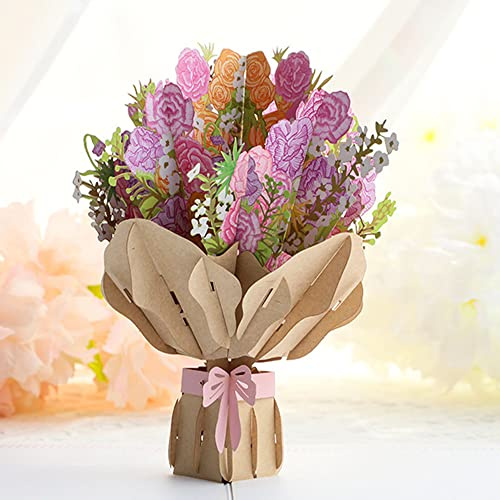 Tarjetas de Felicitación de Flores 3D, 15cm*20cm,Tarjeta de Flores Pop-Up-Cesta de Flores-Tarjeta de felicitación 11D para un cumpleaños,Tarjeta de regalo emergente con sobreTarjeta de Felicitación