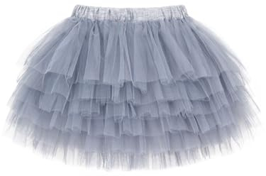 Niñas Pequeñas Niñas Falda Tutú Falda con Vuelo Falda Princesa Falda Corta Minifalda Tutú de Ballet con Cintura Elástica Accesorio Básico para Disfraces - Azul-Gris Talla de Fabricación 130
