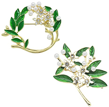 MABAHON Lily Of The Valley Brooch,Women's Brooches Pins, Pearl Brooch Pins | 2pcs Brooch Queen Elizabeth's Favourite Flower for dresses, sweaters and scarves