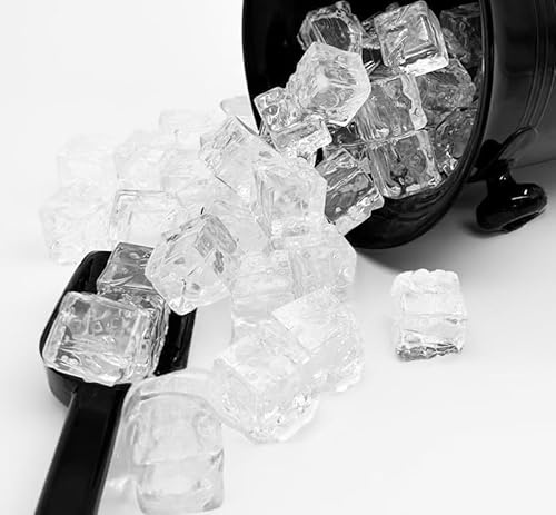 Chabrias Set of 60 Photography Prop Fake Ice Cubes 2.9 x 2.9cm - Clear Acrylic Faux Ice Cubes Picture Enhancements, Image Prop, Events, Corporate Events, Weddings, Photo Shoots, Party Decorations