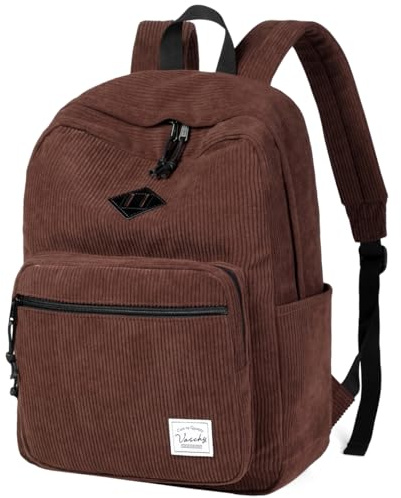 VASCHY Cord Rucksack, Vintage Casual Unisex Nette Schulrucksack Fuzzy Fluffy Plüsch Fleece Reise Rucksack Daypack für Schule Teens Herren Dame Braun