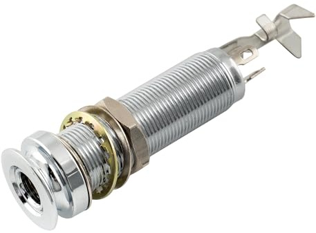 Musiclily Pro 1/4 Inch Mono/Stereo Endpin Output Jack Strap Button Threaded Jack Socket for Acoustic Guitar Bass, Chrome