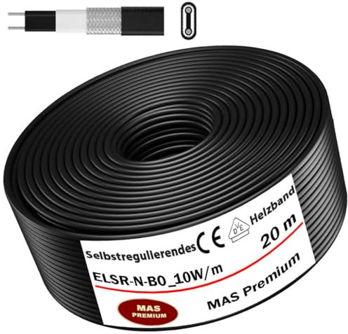 Heizkabel Selbstregulierendes Heizband ELTHERM ELSR-N-BO 10W/M AT 5–100m Rohrheizung Begleitheizung Wasserleitung Dachrinnenheizung Frostschutzkabel 10°- 80°C (20m)