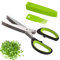 MAEXUS Forbici per erbe aromatiche, in acciaio inox, 5 lame, forbici per erba cipollina, taglierina per erbe aromatiche, con spazzola per la pulizia e copertura di sicurezza, per porri, erbe, erba