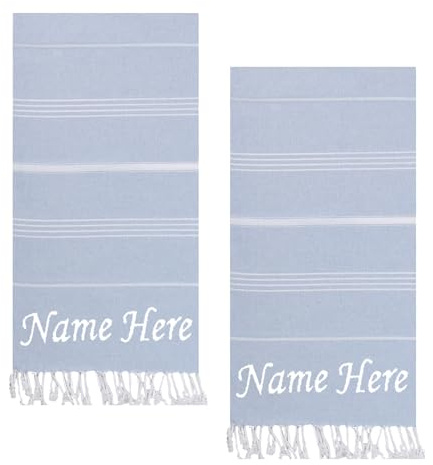 EVELYNEN Fouta de Plage Personnalisée Lot De 2 Grande Taille Recyclé Coton Hammam Sauna Piscine Serviette de Plage & Voyage