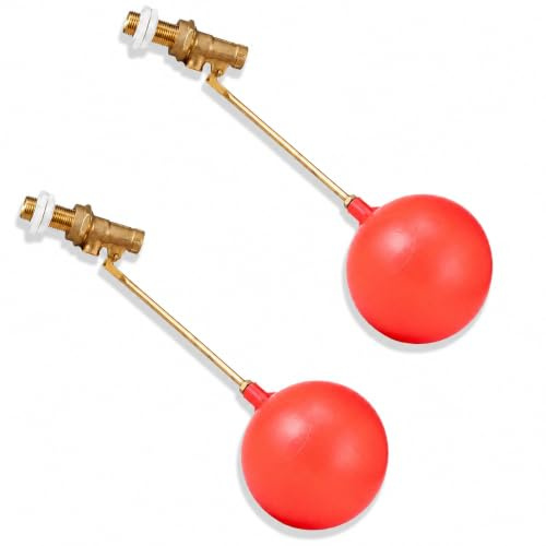 Brass Float Valve Ballcock for Toilet Cistern & Water Tank, 1/2 BSP Part 1 | Straight Ballcock for Water Tank, Toilet Fill Valve, Plastic Float Ball, Adjustable Arm, High Pressure, Corrosion Resistant