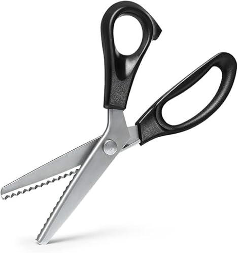 Pinking Shears Craft Scissors for Fabric Cutting Decorative Zig Zag Cutter,Ergonomic Grips, Ultra-Sharp, Professional Peaking Shears for Sewing, Craft