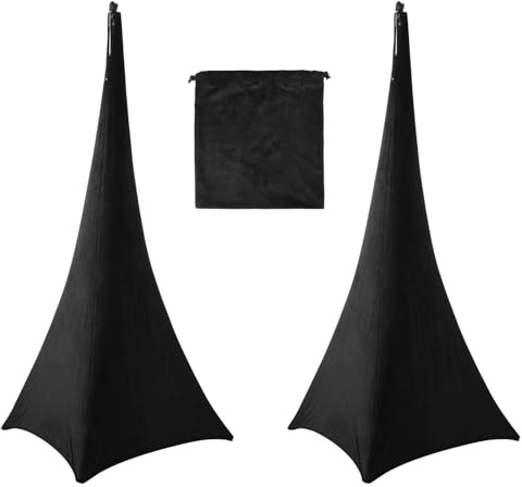 YCHUCH Juego de 2 fundas para patas de trípode para altavoz, con bolsa de almacenamiento, tela elástica negra para conciertos, estudio, gestión de cables, cubierta de trípode